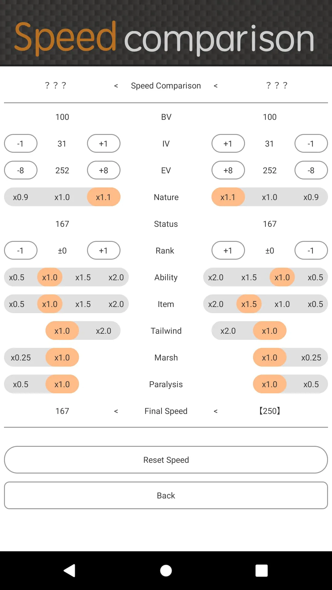 VS SV Damage Calculator
